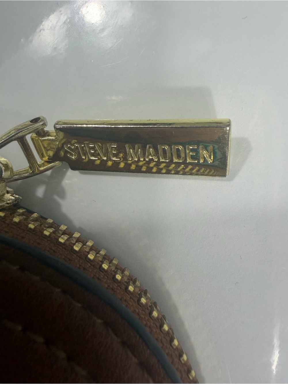 Steve Madden Brown Crossbody Bag Gold Chain Small Purse - Picture 9 of 11